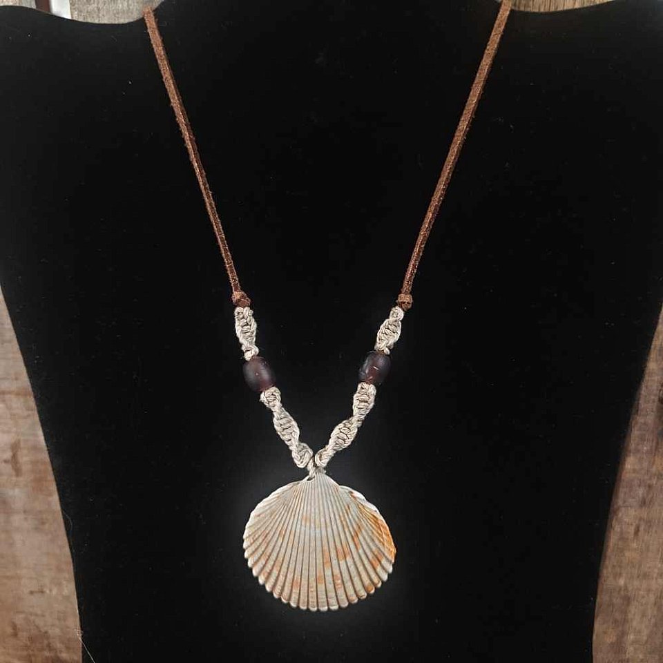 Buttoned Brown Suede Necklace ~Natural | suadenatural1.jpg
