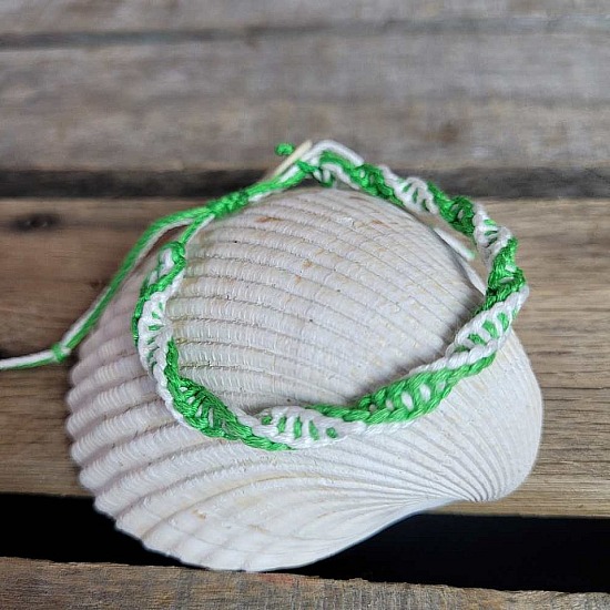 Green and White Bamboo Bracelet