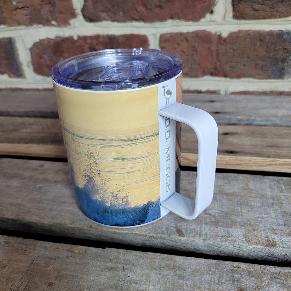 Insulated Travel Mugg ~Golden Splash with Pelicans | 1tm1c.jpg