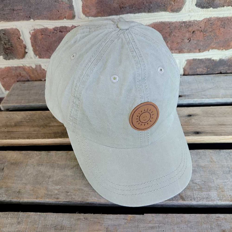 Cap ~Stone, solid, leather sun patch | 2stonecap1.jpg