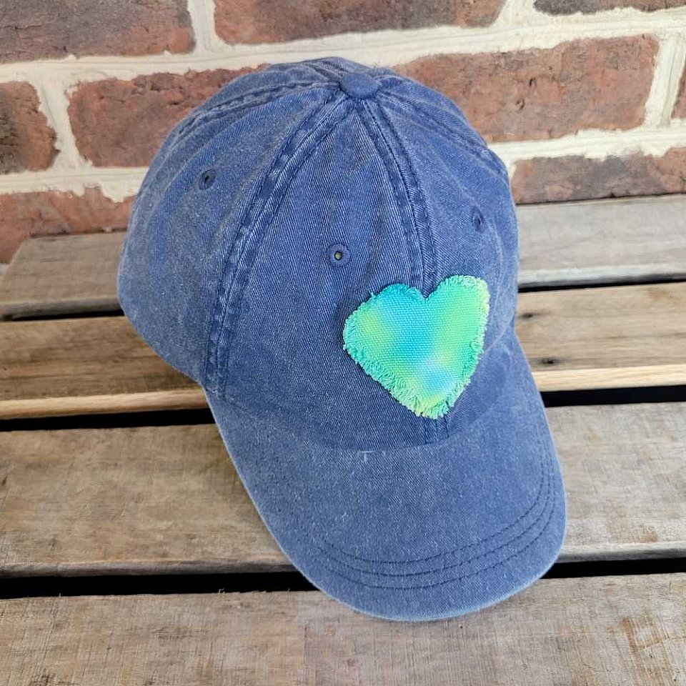 Cap ~Navy Sportsman, TieDye Heart patch | 2navycap1.jpg