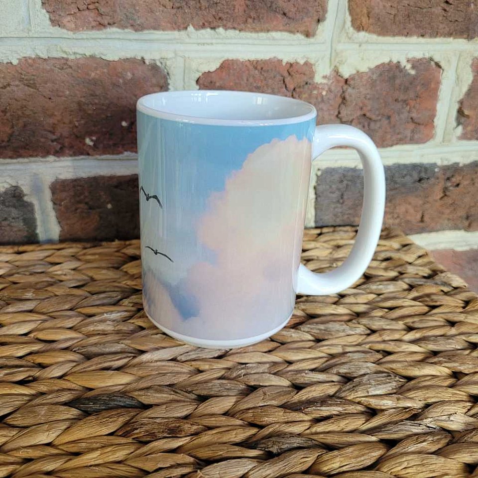 Pelicans in Clouds Latte Mugg | 2cmugpelclouds1.jpg