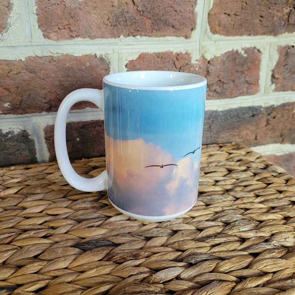 Pelicans in Clouds Latte Mugg | 2cmugpelclouds4.jpg
