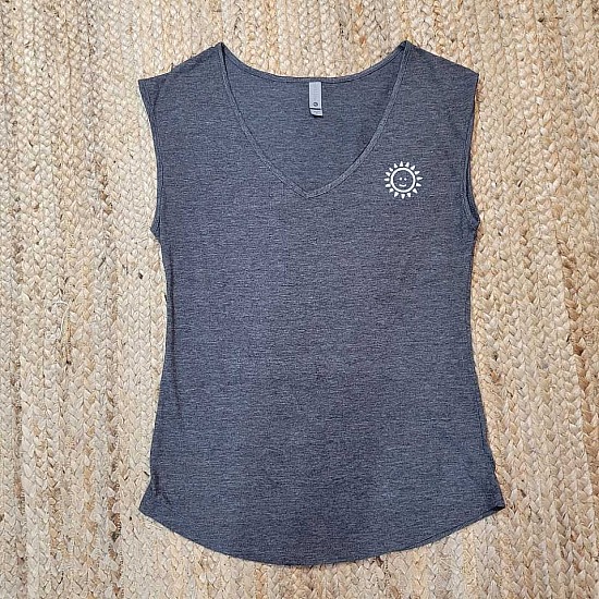 Women's Next Level Gray WideStrap V-neck Tank