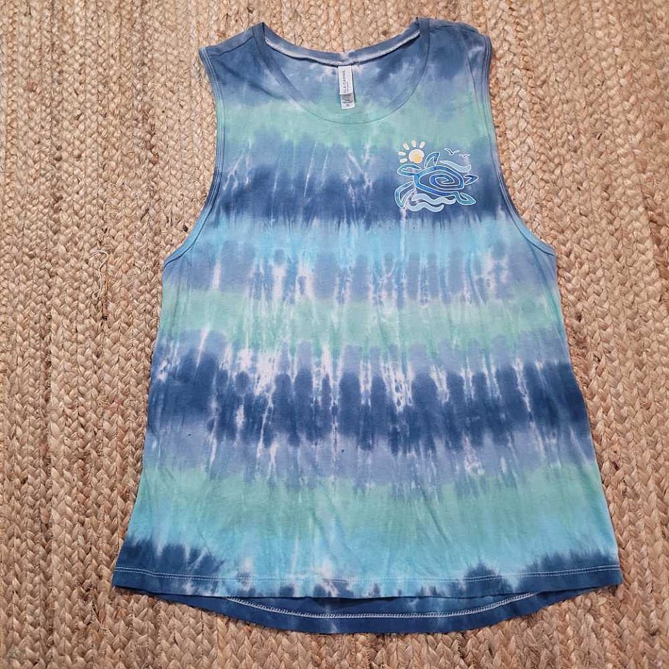 2X Women's Muscle Tank ~Blue/green Stripes | 1amt5a.jpg