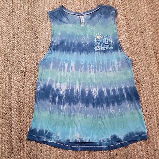 2X Women's Muscle Tank ~Blue/green Stripes