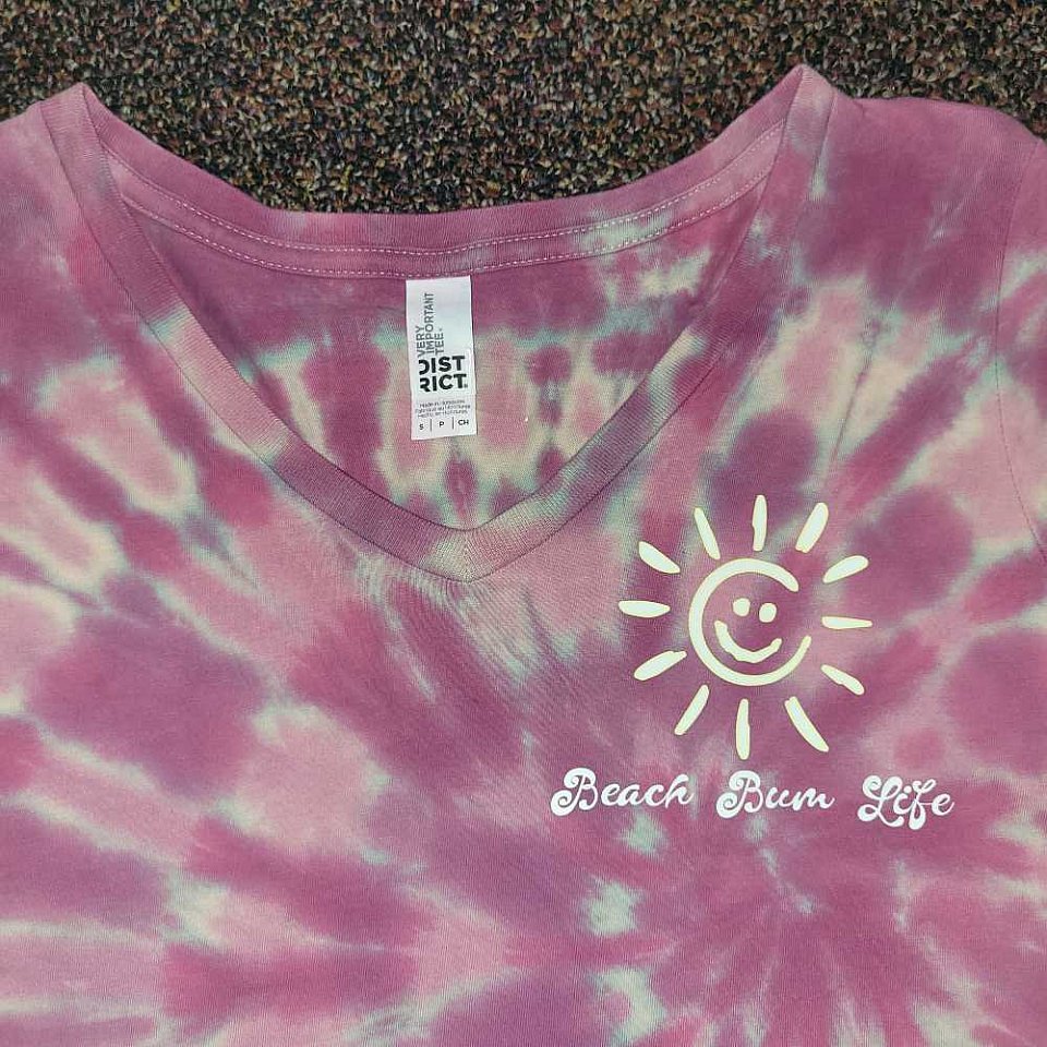 Women's Small V-Neck Tee ~RazzleDazzle | 1a1bSVbblsunb.jpg